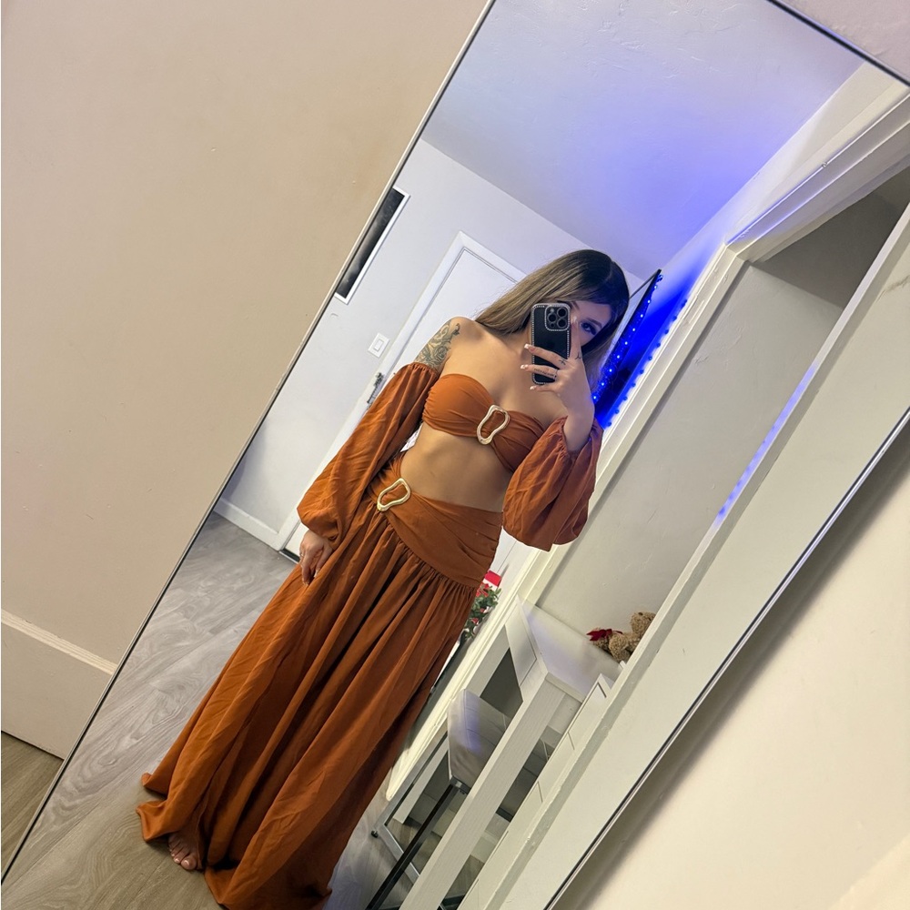 Fashion Nova Orange Skirt Set